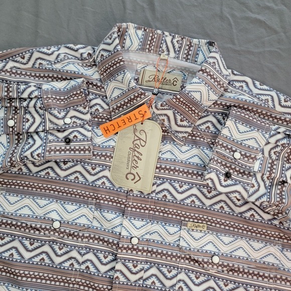 Rafter C Other - New Rafter C Pearl Snap Shirt Men's XL Multicolor Aztec Long Sleeve Outdoors NWT